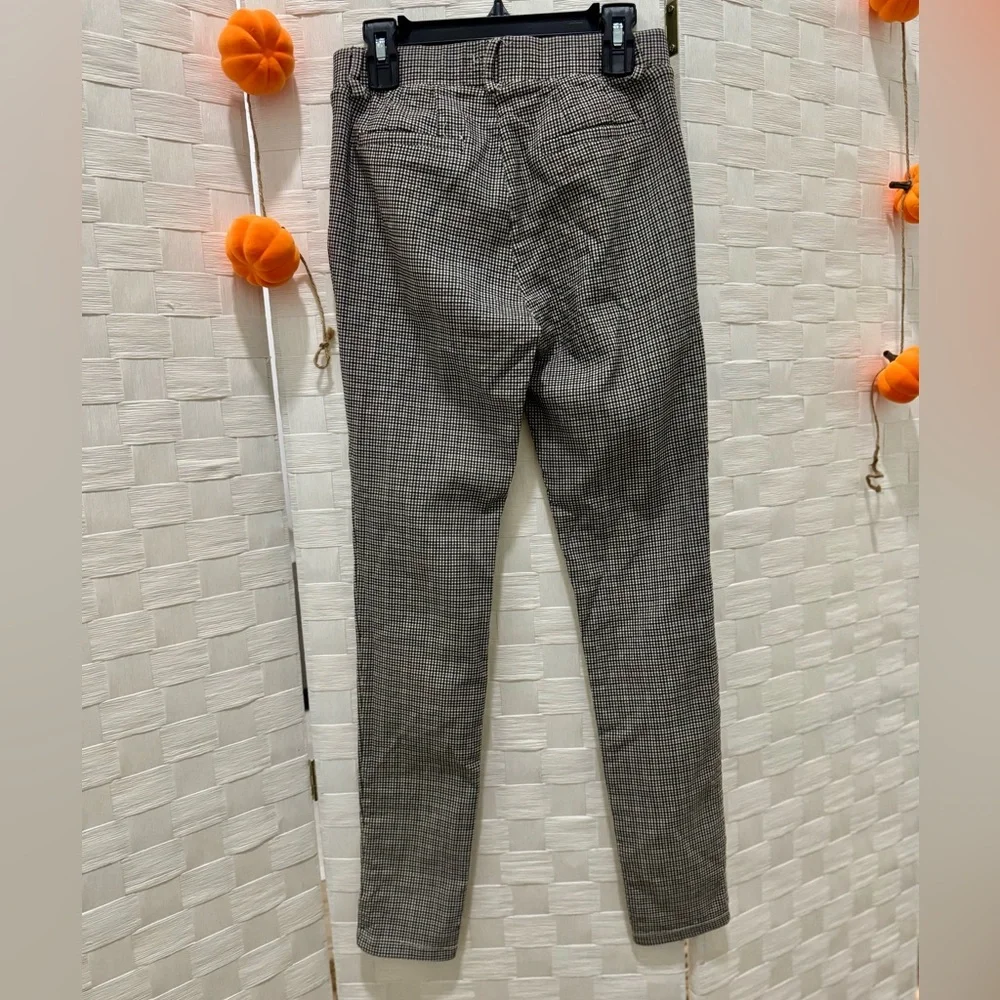 Black White Checkered Plaid High Waisted Skinny Pants Work Office Small